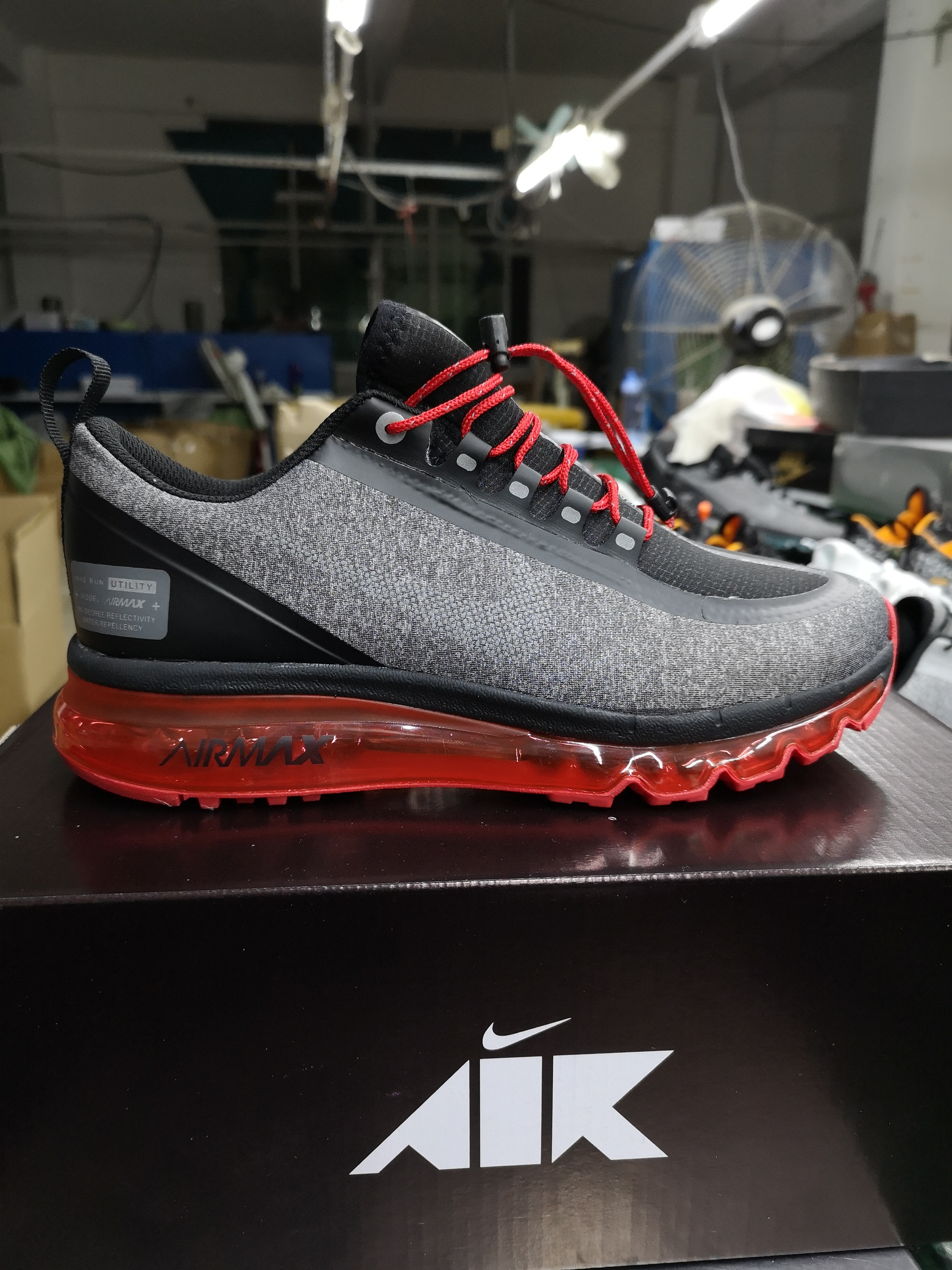 Nike Air Max 2017 Waterproof Grey Black Red Shoes - Click Image to Close
